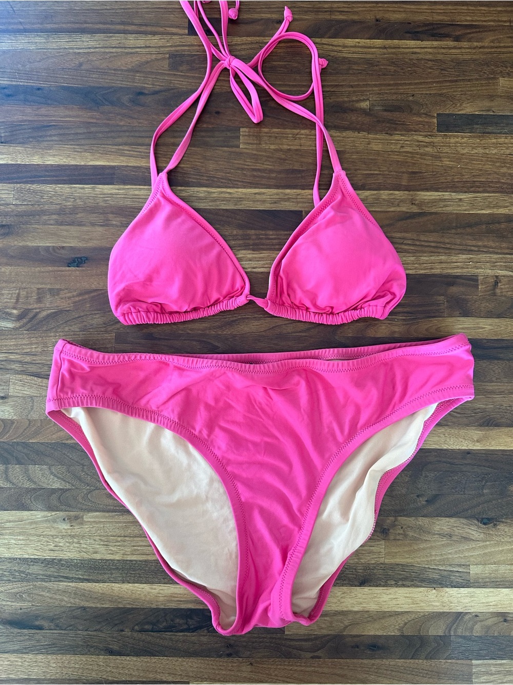 JCrew Hot Pink Triangle Bikini Set